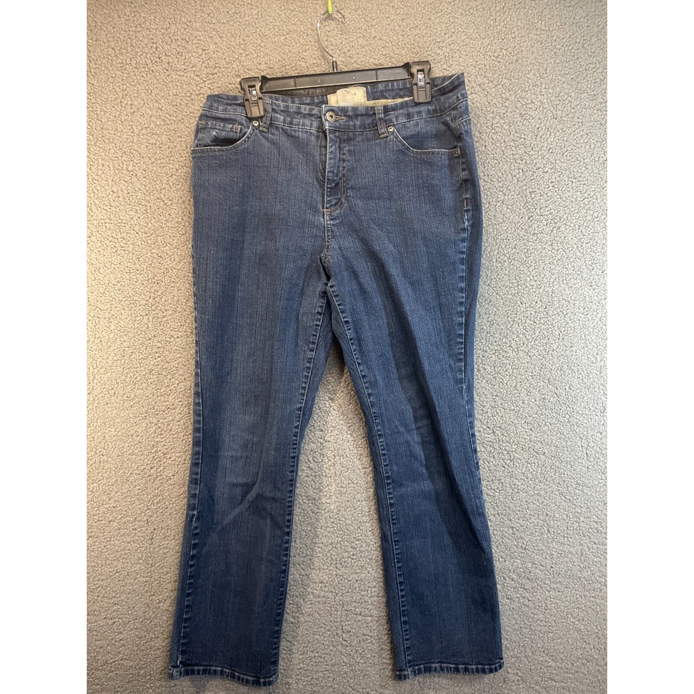 Sonoma Womens Plus Size 20W Blue Denim Jeans Solid Pockets Button Zip High Rise